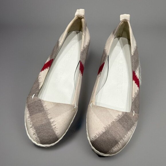 Burberry Loafers Flat Shoes Women Canvas Size 39
